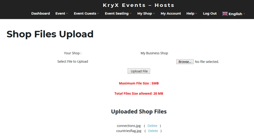 KryX Events Shops Files