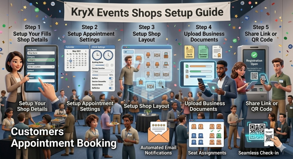 kryx events shop appointment booking online